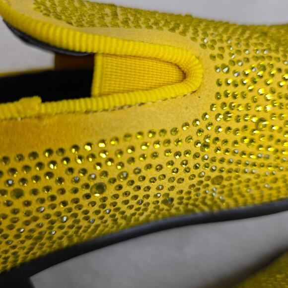 Bright Yellow sz10 Rhinestones allover loafers. Events. Entertainer. Shows Artzy